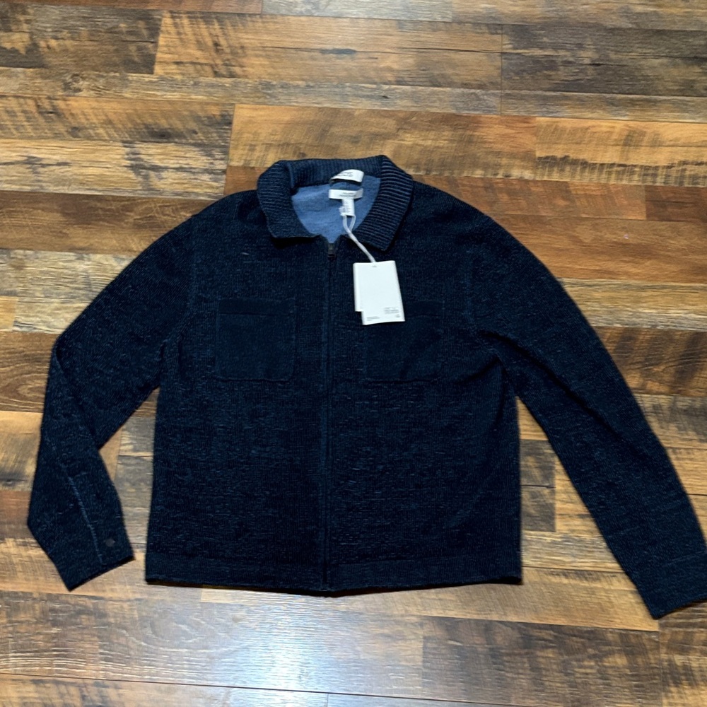 COS Two-Tone Knitted‎ Bomber Jacket/ Cardigan in navy or black organic cotton